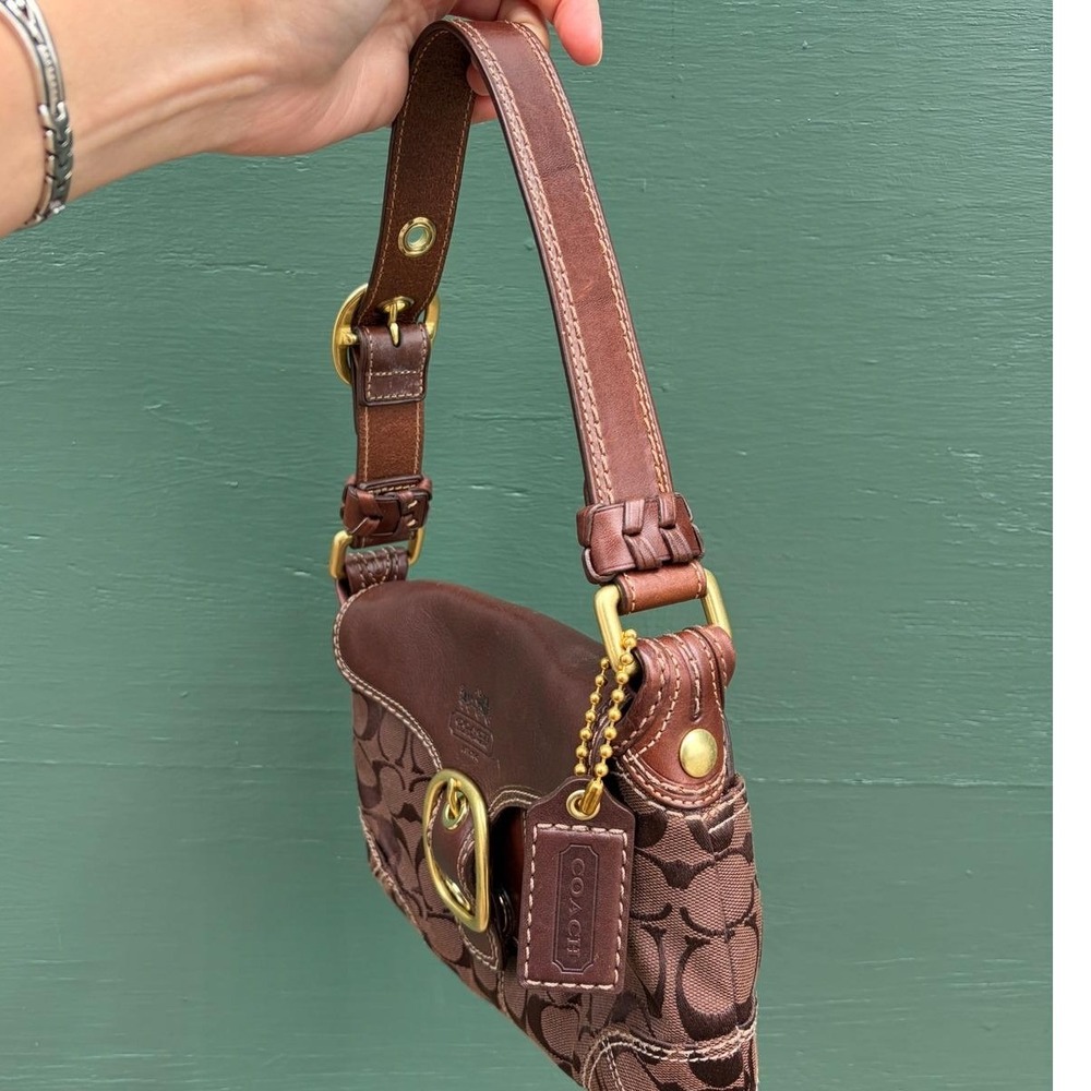 Vintage Y2K Coach Bleecker Soho Signature Flap Shoulder Bag Style 11441 Brown - Picture 3 of 10